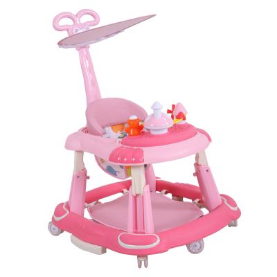 China Hot Selling Musical Toy Tray Kids Walker Swivel Wheels Music Toy Tray Baby Walker with Foot Mat and Rocking Function for sale