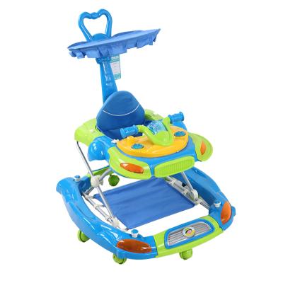 China Music Tray Rocking Kids Walker Adjustable Toy Tray with Activity Push Bar Canopy and Music Toy Tray for sale