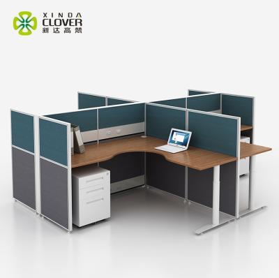 China Combinations Cable Office Workstation 4 Person Office Workstation Desktop Hidden Compartment for sale