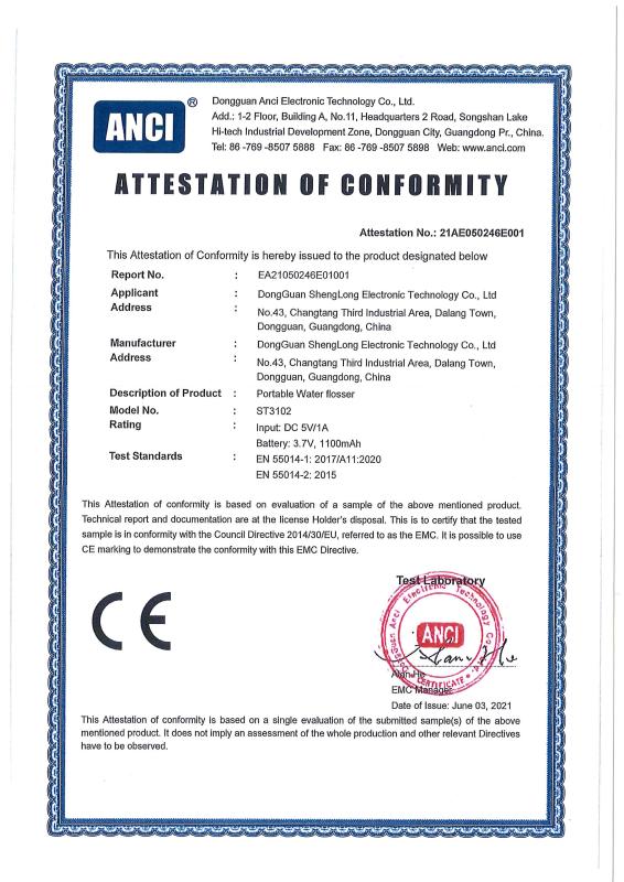 CE - Dongguan Shenglong Electronic Technology Co., Ltd.