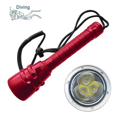 China IP68 Diver Torch Underwater 80M Flash Light Rechargeable 3 LED Waterproof Diving Flashlight for sale