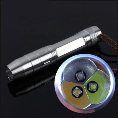 China Multi Function Tri Color Stainless Steel LED Flashlight With Ruler for sale