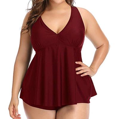 China Women Plus Size Plus Size L-XXXXL Tankini Swimsuit Flowy Swimdress Two Piece Swimsuits With Shorts for sale