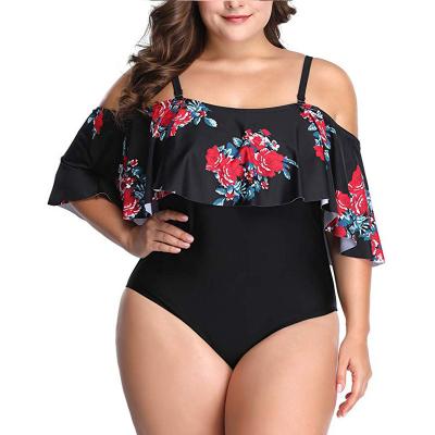 China Plus Size Women's Plus Size Swimsuits Flounce One Piece Floral Print Swimwear Bathing Suit XL-XXXXL for sale