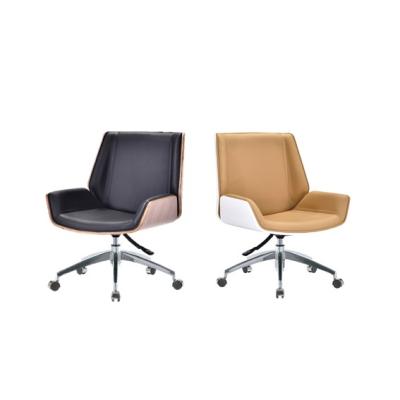 China (Height)Adjustable Commercial Reception Swivel Chair With Curved Wood Frame for sale