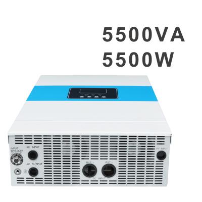 China On Grid 10000 Watt Power Aire Three Phase Acondicionado Pure Sine Wave Hybrid Solar 5.5kw Inverter With 300X110x462 Battery Charger for sale