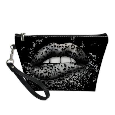 China Fashion Fashion Mouth Queen Black Lip Shaped Cosmetic Make Up Case Bag For Ladies Personalized Toiletry Bag Lady Cosmetic Case Volume for sale