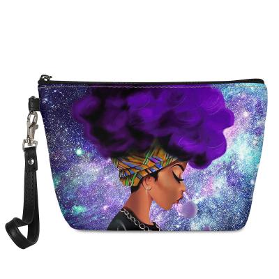 China Portable Fashion Travel Make Up Cosmetic Bags And Case Zipper Afro Educated Women Prints Custom Makeup Bag Travel Organizer Wash Bag 2021 for sale