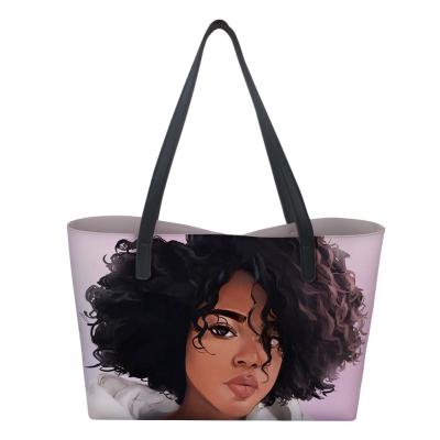 China Poppin Stylish Leather Pattern Large Melanin Bag Women Fashion Ladies Tote Summer Beach Bags Shoulder Bags Shopping Handbags for sale