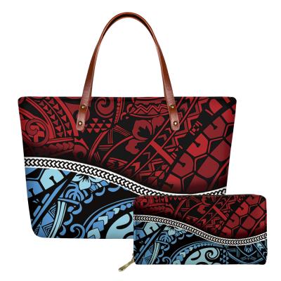 China Fashion lightweight casual ladies shoulder bags with handles long red blue vintage original tribal Polynesian Neoprene Top-handle bags for sale