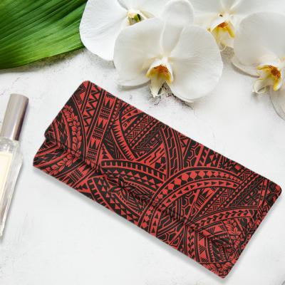 China Waterproof Red Polynesian Tribal Tattoo Stripe Full Print Ladies Pinch With Famous Brands Women Long Wallet Designer Leather Wallets for sale