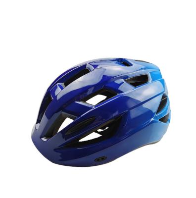 China New design two types of compounds anti-impact blue oval gradient bicycle personal protective helmet for mountain bike for sale