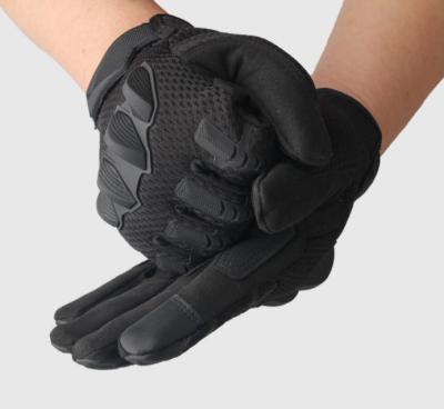 China Fancy Full Finger Anti-impact Motor Riding Bicycle Black Nylon Protective Touch Screen Safety Tactical Gloves for sale