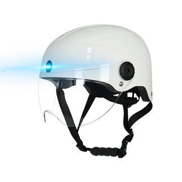 China Wholesale Open Open Flash Blue Motorcycle Light AI Tooth LED ABS Smart Face Helmet ABS Helmet With Warning Light for sale