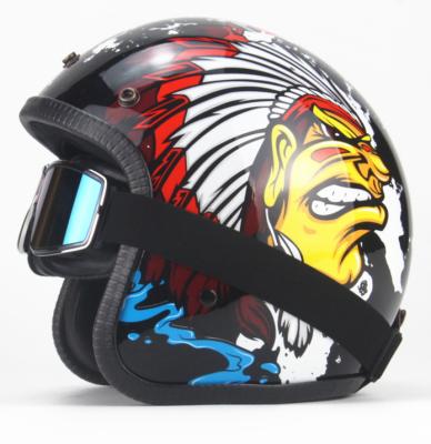 China Wholesale Special Vintage 3/4 Custom Retro Individual Graffiti ABS Indian Pirate Dragon Motor Helmet With Sun Visor for sale