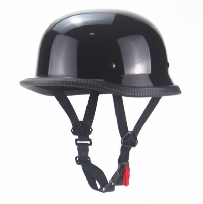 China New Summer New Classic ABS Retro Half Face Vintage Motor Bicycle Glossy Black Adjustable Size Helmet With Brim for sale