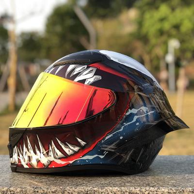 China ABS New Arrival Venom Helmet Full Face Motorcycle Single Lens Hat Racing Helmet With Red Gold Sun Visor Safety for sale