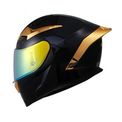 China Fancy Black Golden ABS Sun Visor D Driver Motorcycle Bicycle Motor Bike Cycling Full Face Mtb Helmet for sale