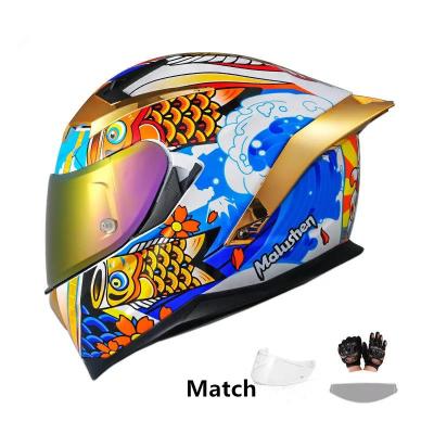 China New Arrival Special High End Fish Graffiti Full Face ABS Motorcycle ABS Motorcycle Helmet With Big Tails for sale