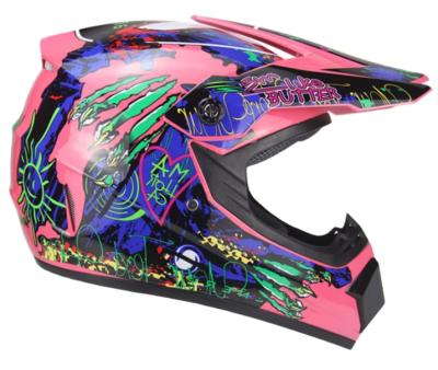 China Custom Pink ABS Full Face Beach Car Graffiti Kart Multifunctional Motorcycle Offroad Helmet For Adult for sale