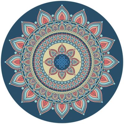 China Custom Made Suede Sport Printing Meditation Lotus Rubber Mat Round 4mm Multicolor Light Blue Wholesale Meditation for sale