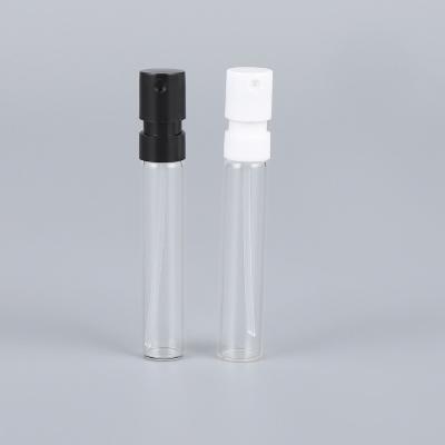 China 1.5ml 2ml Pocket Tester Cosmetic Empty Sample Perfume Bottle With Plastic Spray Pump for sale