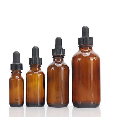 China Hot Selling Cosmetic 60ml 120ml Colorful Boston Round Amber Bottle 1oz 2oz 4oz Dropper Bottle For Essence Oil for sale