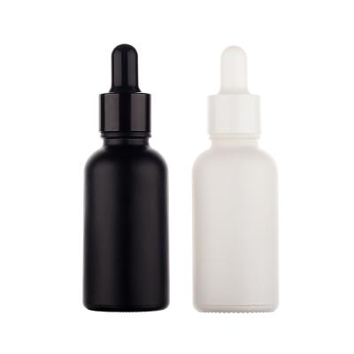 China 5ml 10ml 20ml 30ml 50ml 100ml 120ml cosmetic matte frosted black white glass dropper bottle essential oil bottles for sale