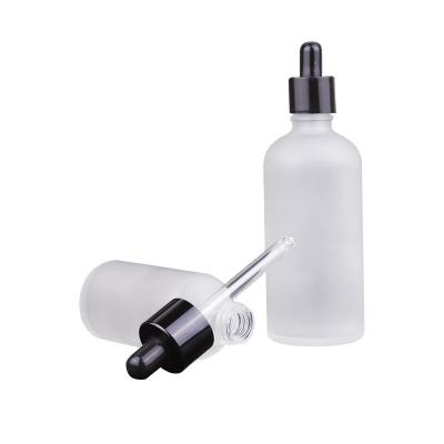 China Personal Care Frosted Glass Bottles 30ml 50ml Transparent Empty Matte Tincture Bottles For Essential Oils for sale