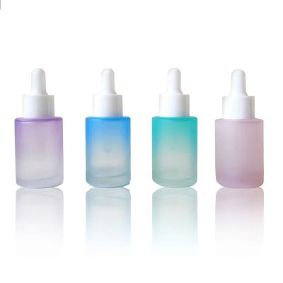 China Refillable Unique Cosmetic Flat Hair Oil Serums Round Shoulder 40ml Glass Dropper Bottle 30ml With Eye Dropper for sale