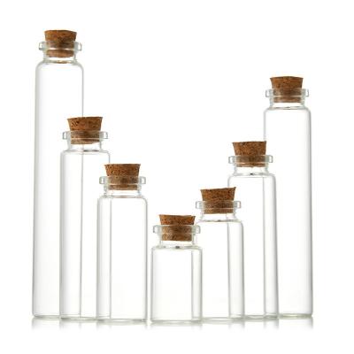 China Gift & Craft Mini Glass Bottles 1ml 4ml 5ml 6ml 15ml 18ml 20ml 22ml 25ml 30ml 35ml 40ml 50ml 60ml Glass Vial With Cork Stoppers for sale