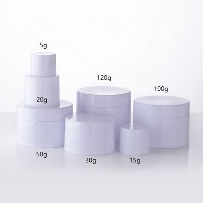 China Cosmetic empty pp jar cream container 5g 15g 20g 30g 50g 50ml 50ml 100g face cream face body plastic hair eye whites for sale