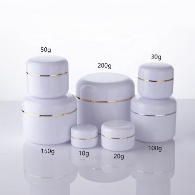 China Body Scrub Refillable PP Cream Container 5g 10g 20g 30g 50g 100g 150g 200g Double Wall With Gold Line for sale