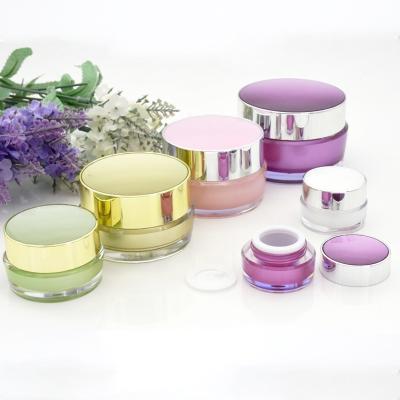 China Double wall rose gold empty plastic white green purple eye cream jar 30g double wall acrylic jar for skin care for sale