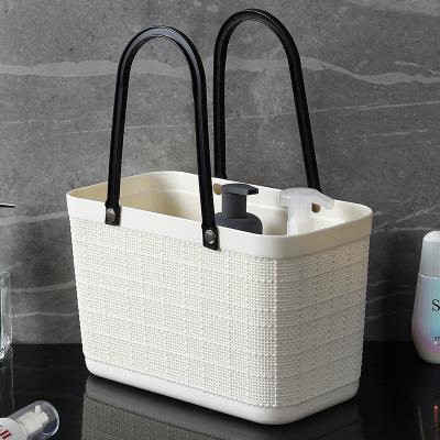 China Multi Functional Modern Simplicity Portable Plastic PP Home Style Storage Basket Canvas Organizers With Handle for sale