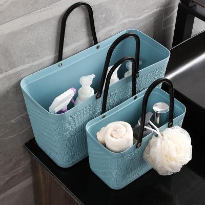 China 2022 sustainable new design environmental protection pattern plastic canvas basket with handle for sale