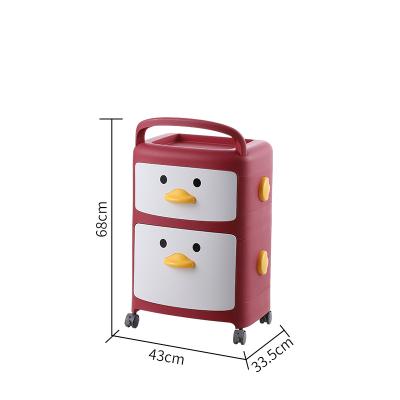 China Viable Picture of China Supplier Wholesale Cartoon Duck Container Storage Box Plastic Clothes and Toys With Lid For Household Office for sale