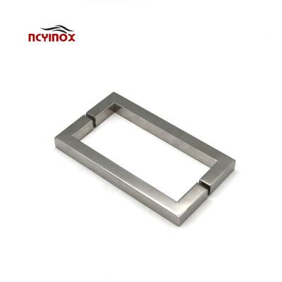 China Modern Square Front Glass Door Handle Stainless Steel Door Handle Shape Entry Pull For Glass Door for sale