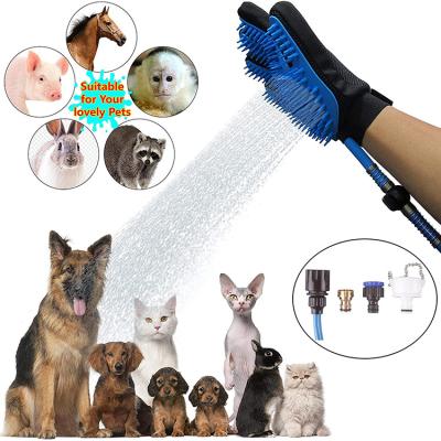 China Pet Wash Grooming Tools Dog Cat Massage Shower Sprayer Hair Remover Brush Glove Stocked,Silicone Pet Bath Grooming Glove for sale