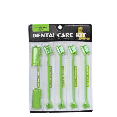 China Durable Hot Selling Super Soft Double Head Bristle Dogs Toothbrush Pet Finger Toothbrush Set Pet Oral Care for sale