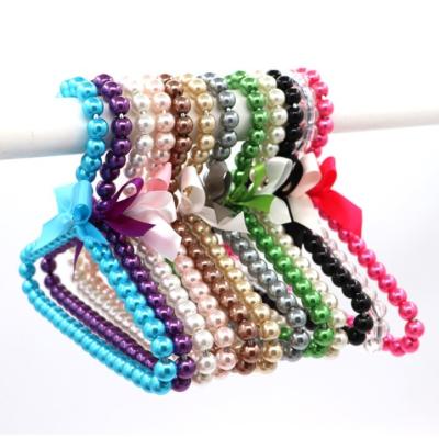 China Stylish Pet Stored Cat Dog Clothes Hangers 20CM Pearl Beads Metal Rack for sale