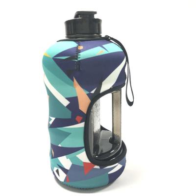 China Leak Proof Customized Viable Motivation Sports Bottle Gym Jug 2.2l Water Bottle With Sleeves for sale