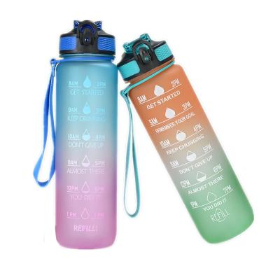 China Viable Stocked Motivational 32oz Water Bottle With Free Time Tritan BPA Marker For Fitness Gym Outdoor Sports Water Bottle for sale