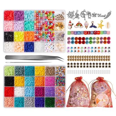 China DIY Jewelry Accessory Pottery Soft Beads Kit Colors Boho Polymer Clay Bead for Creative DIY Necklace Bracelet Kids Jewelry Making Kit for sale