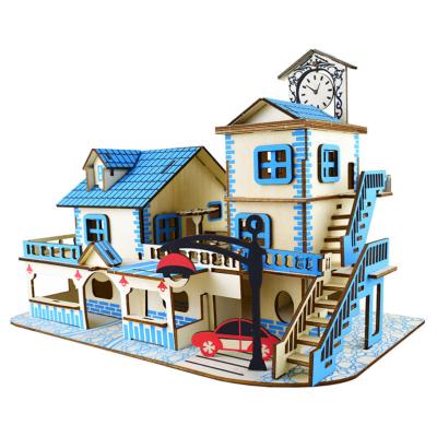 China Eco-friendly Laser Cutting Hot Sale Children Art Kids Educational House 3D DIY Puzzle Toy House for sale