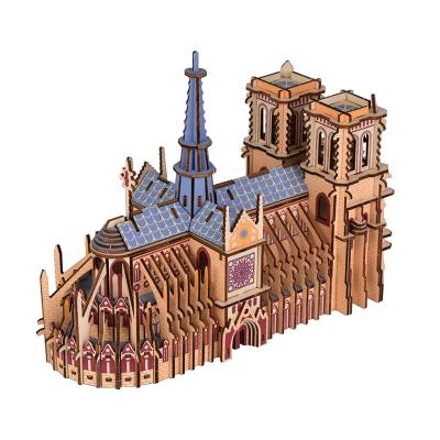 China Eco-friendly Lady World Famous Wooden Note Note Cathedral 3d Puzzles Laser Cut Model Toys for sale