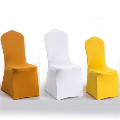 China Simple Hot Selling Spandex Chair Covers High Quality White Fitted Elastic Spandex Wedding Chair Covers for sale