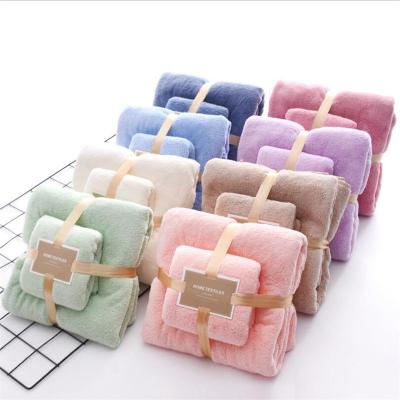 China Sustainable Optional Wholesale 16 Color Microfiber Adult Towel Set Home Hotel Coral Fleece Bath Towel Microfiber Towel Sets for sale