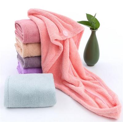 China Wholesale Single Viable Solid Color Coral Fleece Hair Wrap Towel Long Hair Towel Wrap 65*25cm Hair Towel Wrap for sale