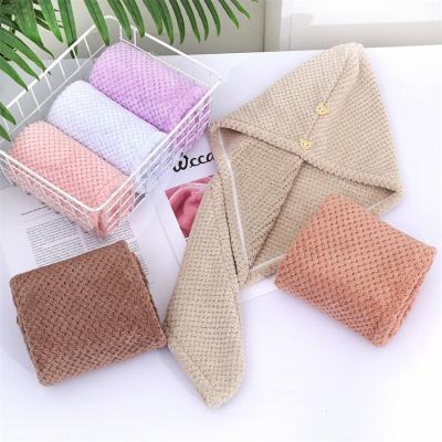 China Factory Supply Coral Velvet Hair Salon Towels Microfiber Disposable Hair Drying Turban Towel Hair Towel Wrap for sale